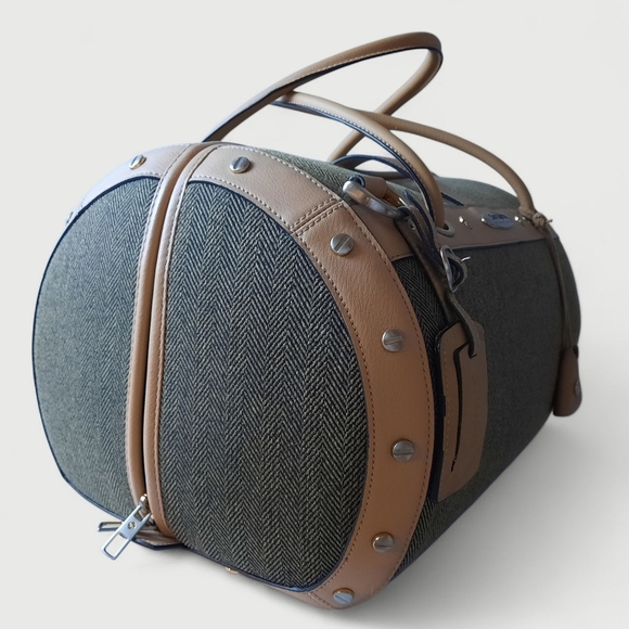 SAMSONITE Doctors Bag MCM Weekender Barrel Herringbone Rivets Strap Key Lock - Picture 4 of 16